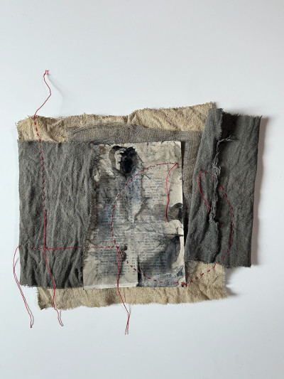 Bound by Red Thread III,2025, Mixed Media