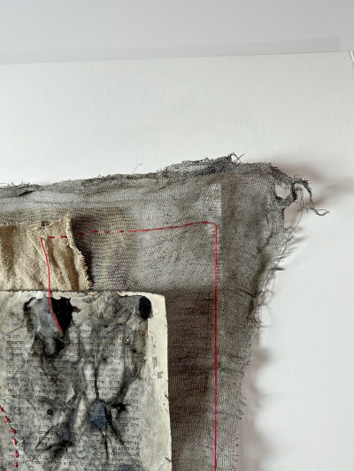 Bound by Red Thread IV (detail) ,2025, Mixed Media, 28×38 cm