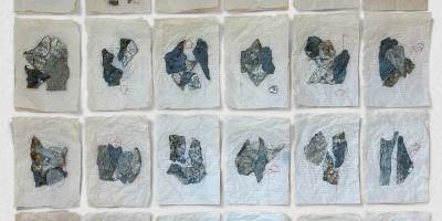 Danielle Orsinger: Heimwehen (Ausschnitt), 2024, 55-teilig, Mixed Media